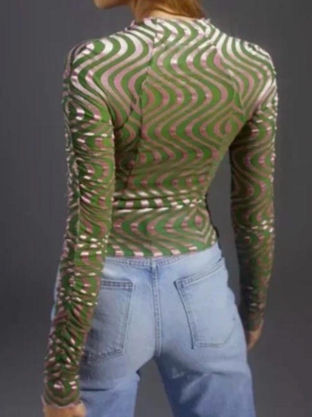 Urban Outfitters Green & Pink Wavy Stripe Tee size M EUC - Picture 3 of 9